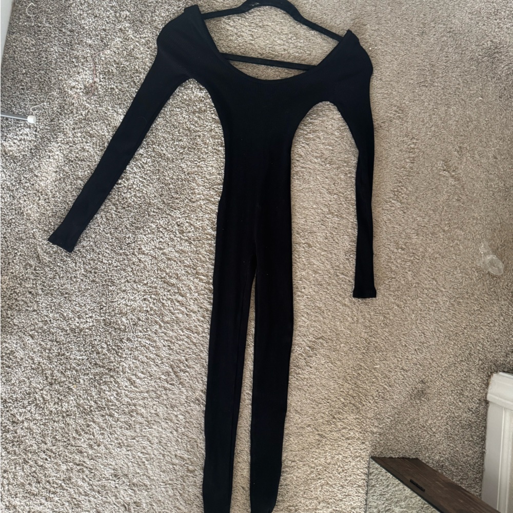 Fashion Nova Black Ribbed Bodysuit